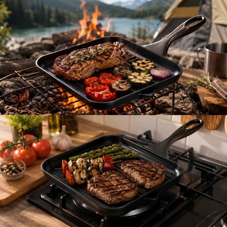 Hosse HS-230388 Yardımcı Kulplu Kare Grill Tava