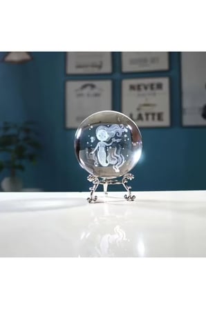 Dekoratif Metal Ayaklı Deniz Kızı Tasarımlı 3D Cam Küre 6cm