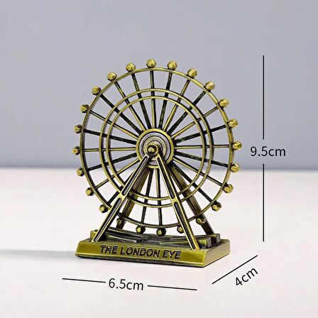 Vintage Metal İngiltere London Eye Biblo Antik Bronz 10 cm