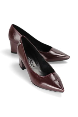 Homestead Isella Satin Bordo Rugan 4 cm Kadın Topuklu Ayakkabı