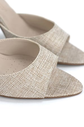 Homestead Arlena Poise Bej Keten 8 cm Kadın Topuklu Terlik