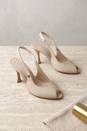 Homestead Fiora Satin Bej Cilt 8 cm Kadın Topuklu Ayakkabı