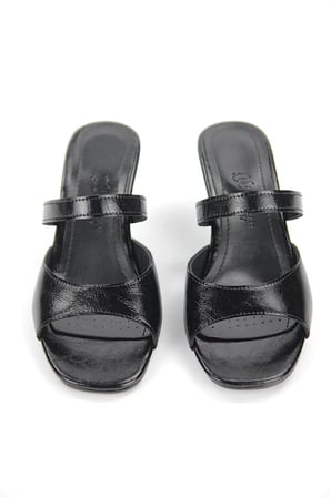 Homestead Lunelle Satin Siyah Rugan 4/6 cm Kadın Topuklu Terlik