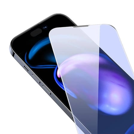 Crystal İphone 15 Pro Max Full Koruma Anti Mavi Işık Tempered Cam Ekran Koruyucu 2 Adet Set- 