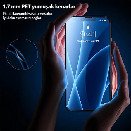 Baseus iPhone 13 Mini 0.23mm Full Kavisli Ekran Koruyucu Cam 2 Adet-(5775) — Renk: Siyah