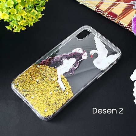 İphone X Xs 3d Diamond Elbise Şeffaf Silikon Kılıf-(5775)
