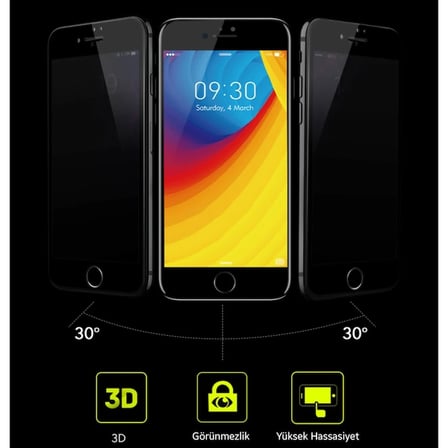 KUULAA İPhone 6S-6 Plus 3d Full Privacy Gizlilik Kırılmaz Cam Ekran Koruyucu-(5775) — Renk: Siyah