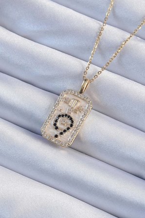 316L Çelik Zincir Altın Renk Zirkon Taşlı Minimal Papatya Figürlü Tarot Kolye 5886