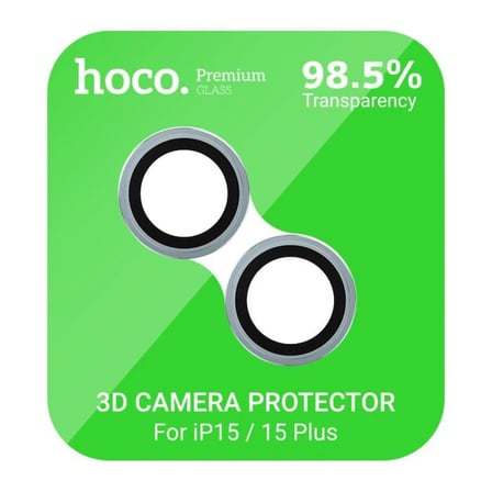 Hoco Crystal Clear İphone 15-15 Plus Hd 3d Metal Çerçeveli Kamera Koruyucu Lens- 5775 Renk: Siyah 