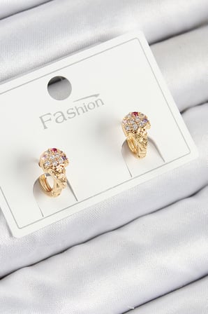 Pirinç Zirkon Taşlı Dondurma Model Gold Renk Çocuk Küpe 5886