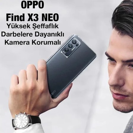 Ally OPPO Find X3 NEO Kılıf Kamera Korumalı Ultra İnce Şeffaf Silikon Kılıf-(5775)