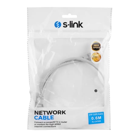 Network Kabloları S-LINK SL-CAT606 CAT6 Patch 60CM Kablo (Gri)