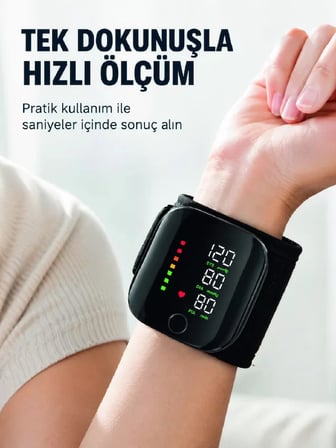 Bilekten Dijital Tansiyon Ölçer Geniş Ekran ve Kolay Okunabilir Gösterge