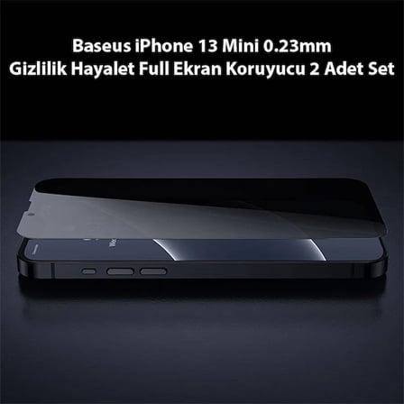 İphone 13 Mini 0.23mm Gizlilik Hayalet Full Ekran Koruyucu 2 Adet Set- 5775 Renk: Siyah