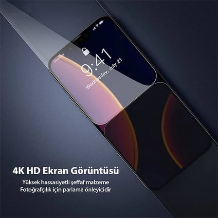 İphone 13 Mini 0.23mm Gizlilik Hayalet Full Ekran Koruyucu 2 Adet Set- 5775 Renk: Siyah