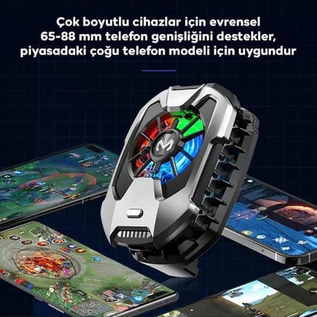 Mobil Oyun Aksesuarı Memo DLA8 Cep Telefon Soğutma Fanı Radyatör Soğutucu Rgb LED Işıklı Siyah