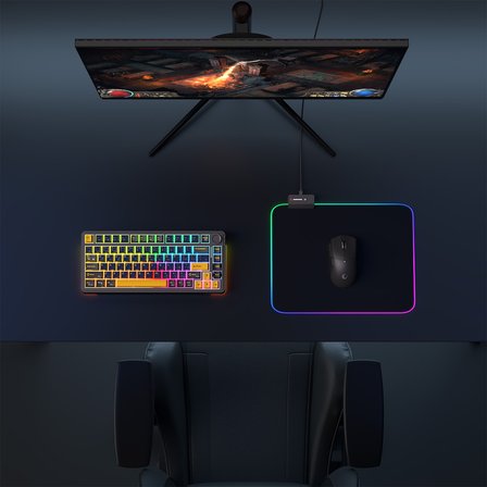 Rampage MP-23 BLITZ M RGB 252x328x3mm RGB Led Gaming MOUSE PAD (Siyah)(1923)