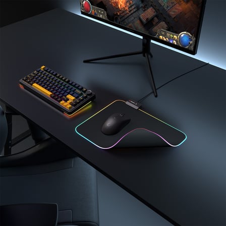 Rampage MP-23 BLITZ M RGB 252x328x3mm RGB Led MOUSE PAD (Siyah)(1923)