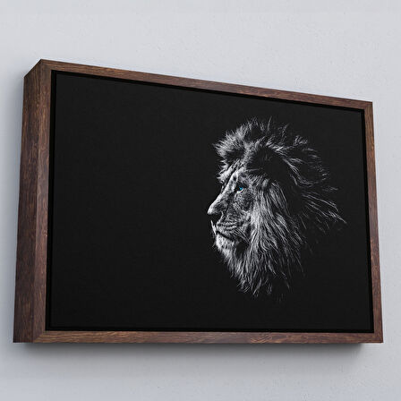 Kahverengi Çerçeveli Aslan Dekoratif Kanvas Tablo