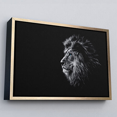 Kahverengi Çerçeveli Aslan Dekoratif Kanvas Tablo