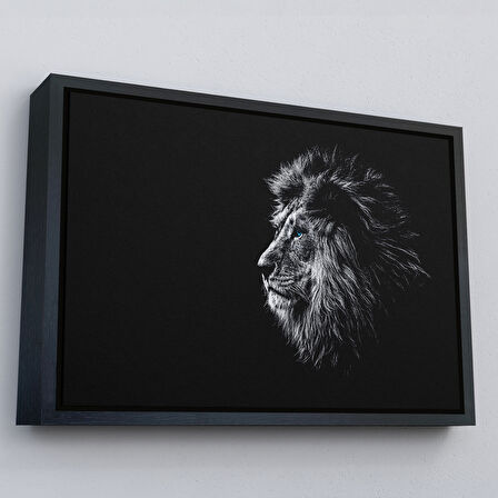 Kahverengi Çerçeveli Aslan Dekoratif Kanvas Tablo