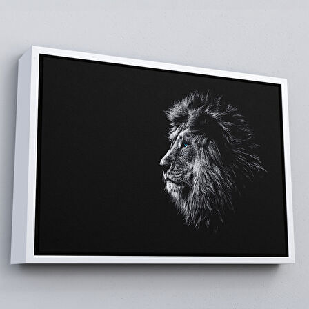 Kahverengi Çerçeveli Aslan Dekoratif Kanvas Tablo