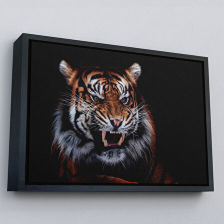 Altın Çerçeveli Kaplan Dekoratif Kanvas Tablo