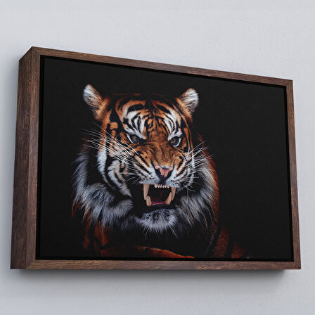 Altın Çerçeveli Kaplan Dekoratif Kanvas Tablo