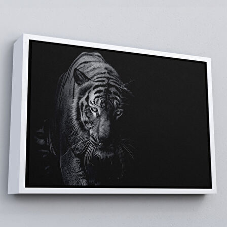 Siyah Çerçeveli Kaplan Dekoratif Kanvas Tablo
