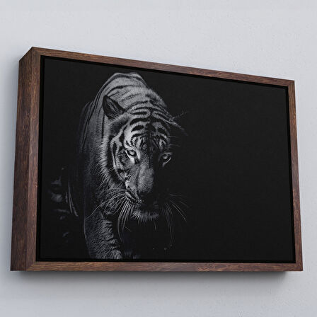 Siyah Çerçeveli Kaplan Dekoratif Kanvas Tablo