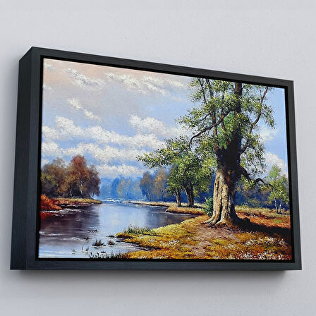 Altın Çerçeveli Ukrayna Nahir Manzarası Duvar Tablosu