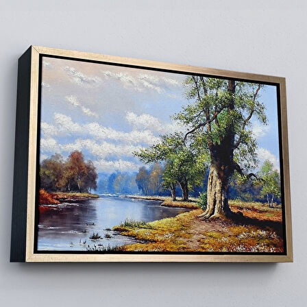 Kahverengi Çerçeveli Ukrayna Nahir Manzarası Duvar Tablosu