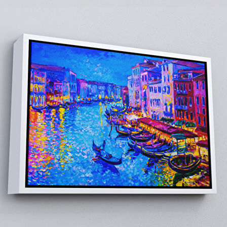 Beyaz Çerçeveli Rusya Neva Nehri Manzarası Duvar Tablosu