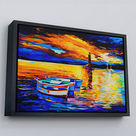 Siyah Çerçeveli Okyanusun Gün Batımı Tablosu