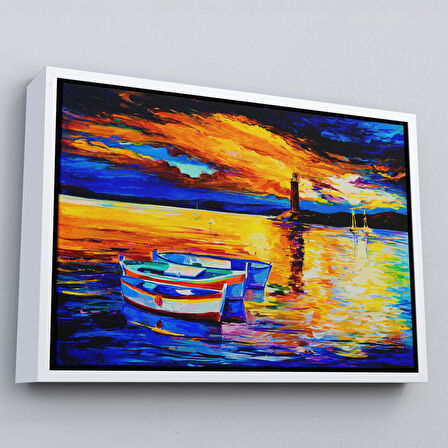 Siyah Çerçeveli Okyanusun Gün Batımı Tablosu