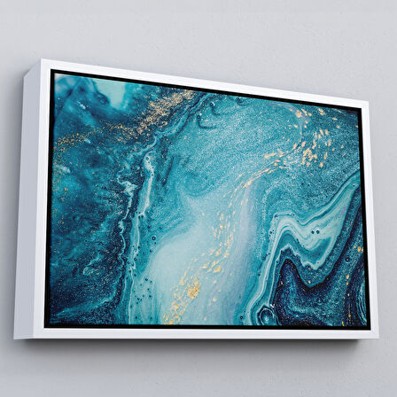 Siyah Çerçeveli Soyut Okyanus Derinlikleri Duvar Tablosu