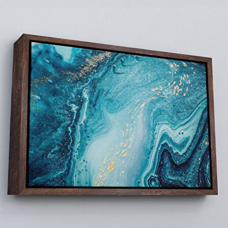 Siyah Çerçeveli Soyut Okyanus Derinlikleri Duvar Tablosu