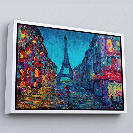 Kahverengi Çerçeveli Fransa Paris Sokakları Duvar Tablosu