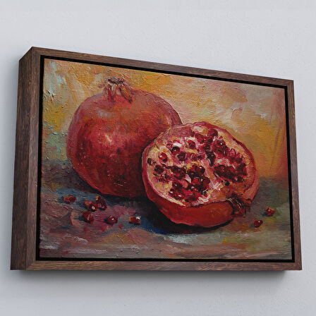 Beyaz Çerçeveli Nar Yağlı Boya Görünümlü Klasik Sanat Tablosu