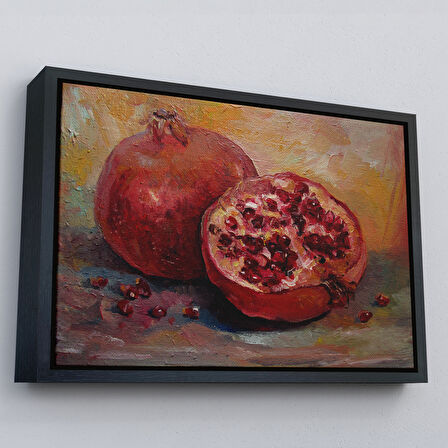 Beyaz Çerçeveli Nar Yağlı Boya Görünümlü Klasik Sanat Tablosu