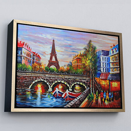 Kahverengi Çerçeveli Fransa Paris Eyfel Kulesi Manzaralı Duvar Tablosu