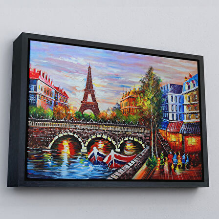 Kahverengi Çerçeveli Fransa Paris Eyfel Kulesi Manzaralı Duvar Tablosu