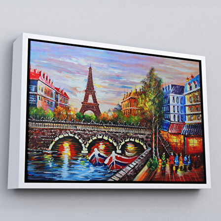 Kahverengi Çerçeveli Fransa Paris Eyfel Kulesi Manzaralı Duvar Tablosu