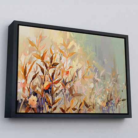 Beyaz Çerçeveli Renkli Yapraklar Duvar Tablosu