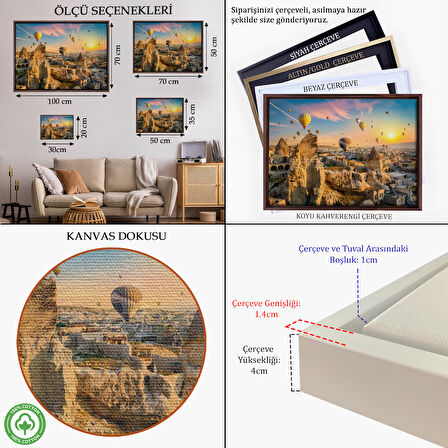 Kahverengi Çerçeveli Göreme Kapadokya Manzarası Duvar Tablosu