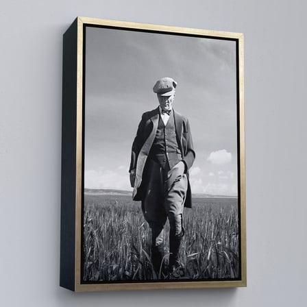 Beyaz Çerçeveli Atatürk Portre Tablosu Mustafa Kemal Atatürk Dikdörtgen Dekoratif Kanvas Tablo