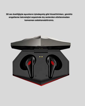 Kablosuz Bluetooth Kulaklık Düşük Gecikmeli 3D Ses ve LED Işıklı Tasarım