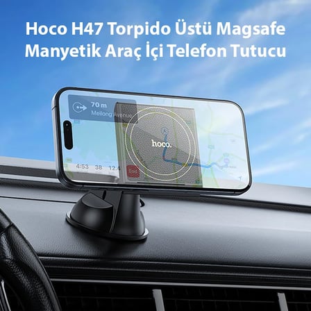 Hoco H47 Torpido Üstü Magsafe Manyetik Araç İçi Telefon Tutucu-(5775) — Renk: Siyah