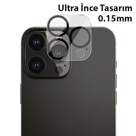 ALLY İPhone 13 Pro-13 Pro Max 3D Full Tempered Glass Cam Kamera Koruyucu-(5775)