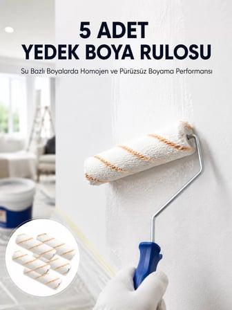 5 li Mini Rulo Boya Seti Duvar Tavan Emülsiyon Uygulama